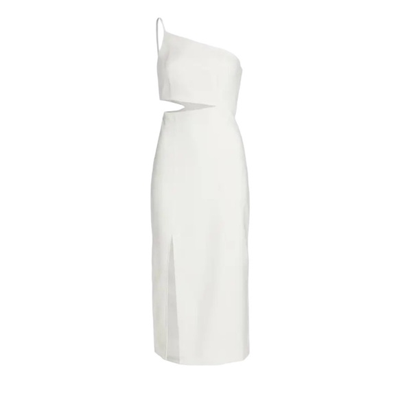 NET! CINQ À SEPT Laurile Cutout Crepe Midi Dress in Ivory. Size 8 - Picture 4 of 4
